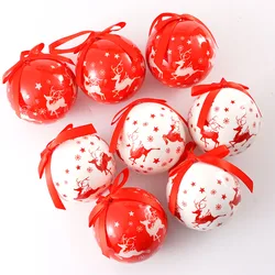 Christmas Ball Tree Hanging Ornaments Santa Snowman Pattern Red White Ball for Xmas Tree Decor Holiday Party Wedding Decoration