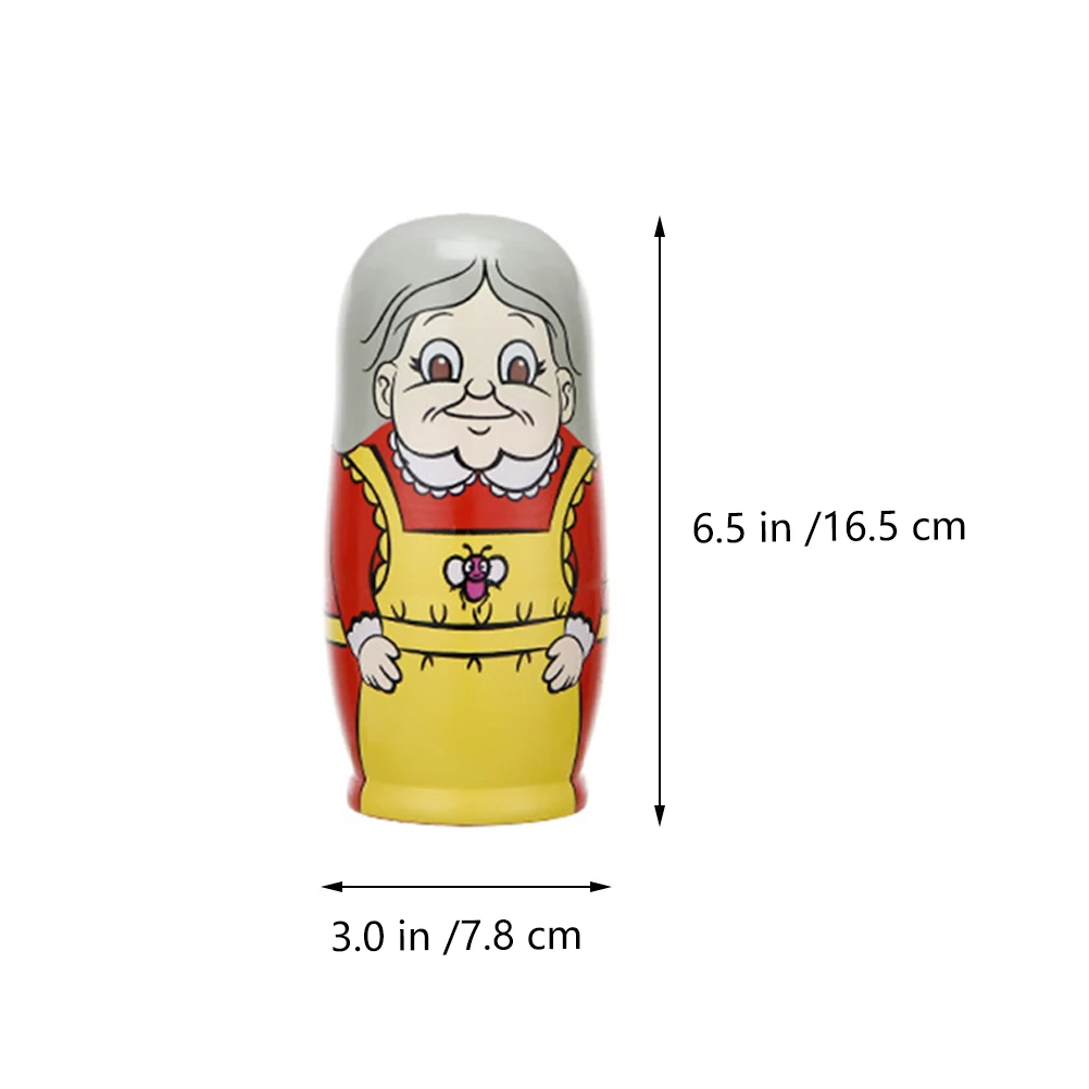 6Pcs Wooden Matryoshka Stacking Nesting for Kids Babushka Toy Grandmother Pattern Decor Child Kids Matryoshka Dolls set