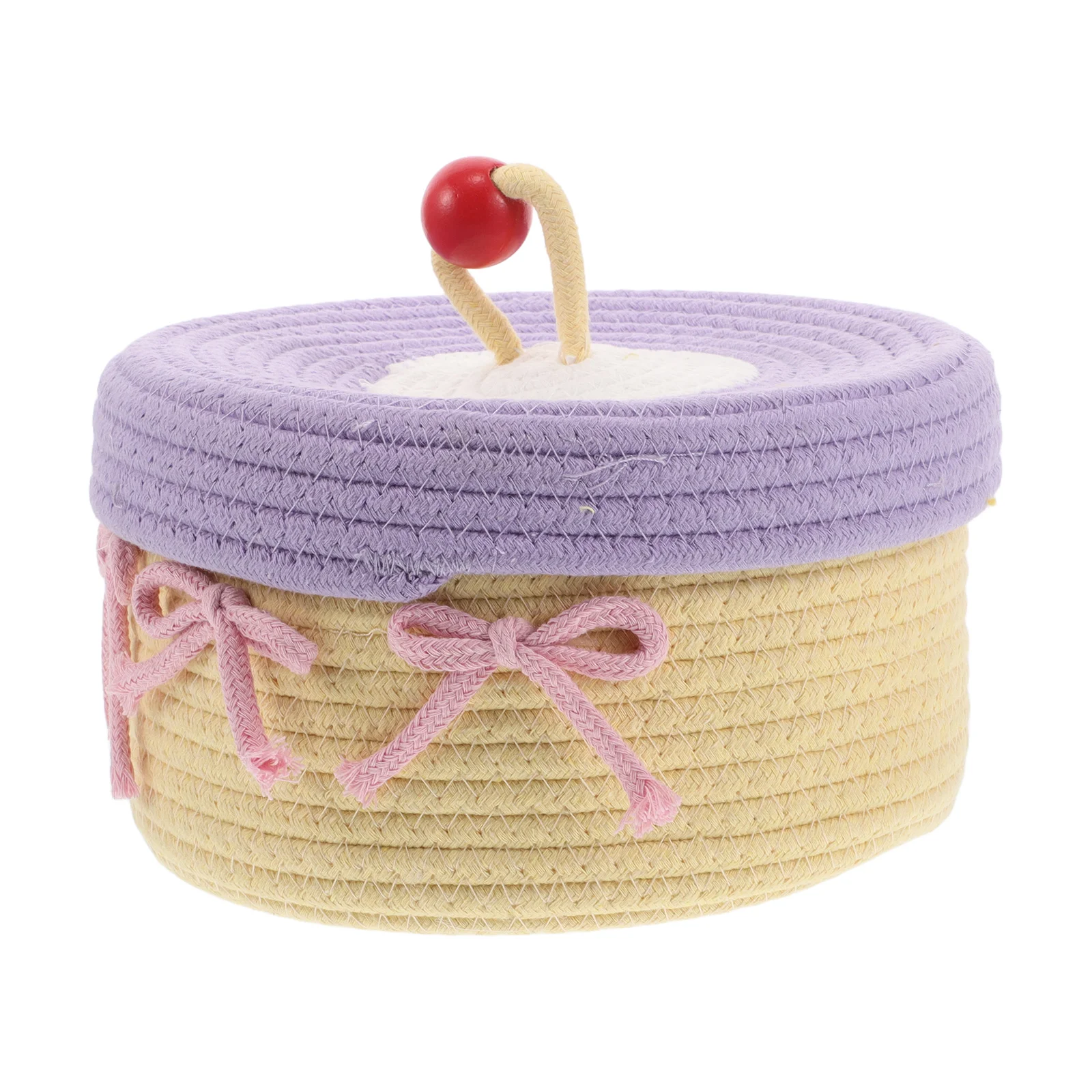 

Woven Storage Basket Cotton Rope Baskets for Decorative Bathroom Boxes with Lids Thread Weaving