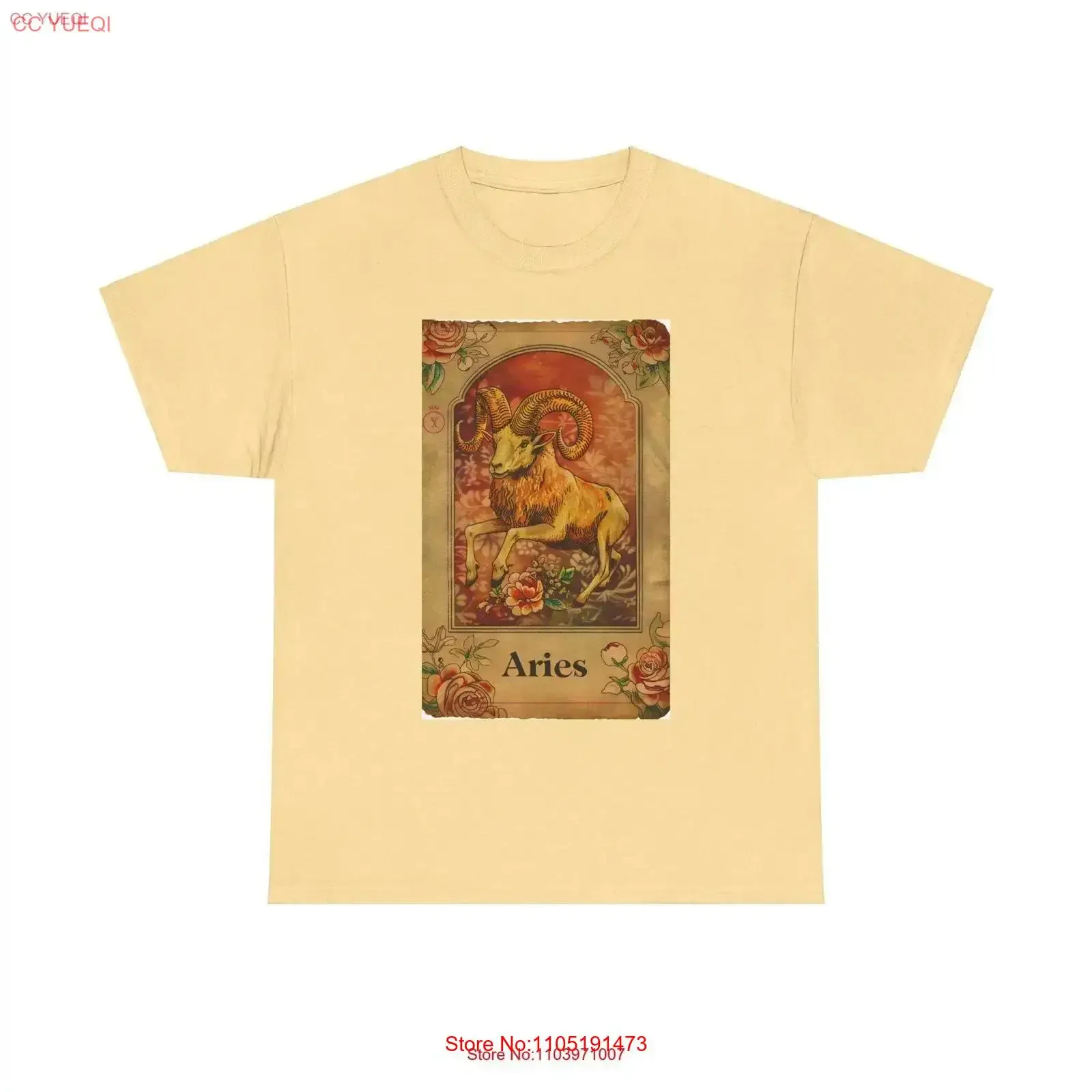 Aries Zodiac Tarot Card Heavy Cotton T Shirt Astrology Fans GifT Horoscope Sign Birthday vintage Washed Casual Stylish