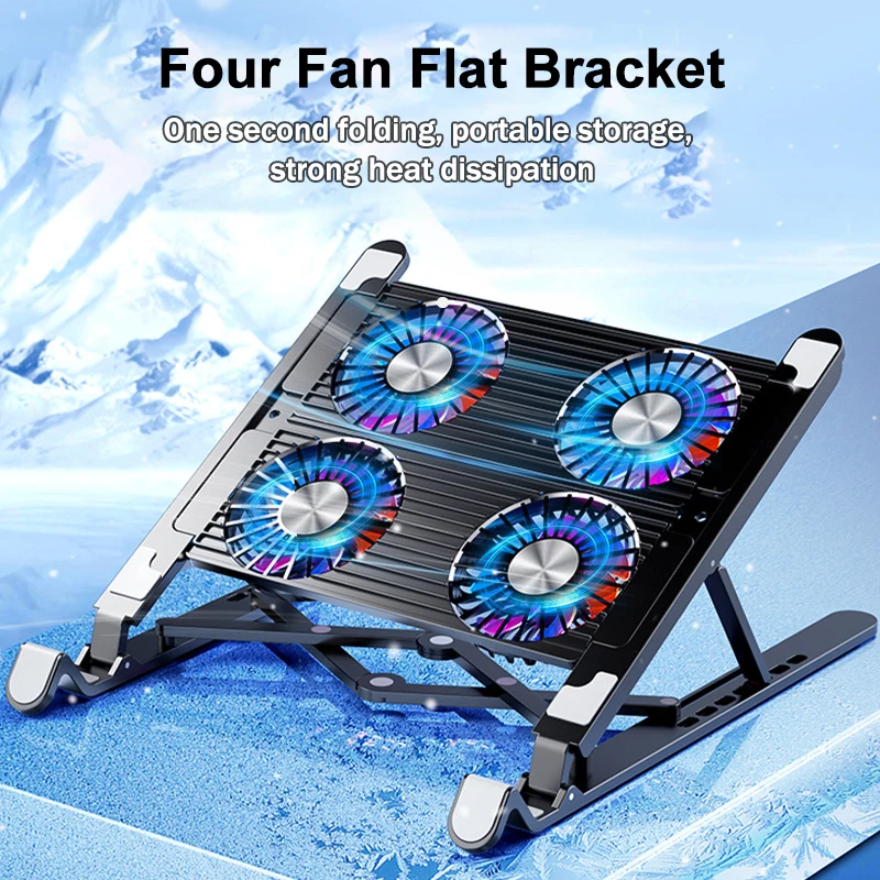 

Gaming Laptop Stand Plastic/Alloy Foldable Adjustable Laptop Cooling Pad With 4 Fan Base Laptop Fan Cooling Base Notebook Cooler