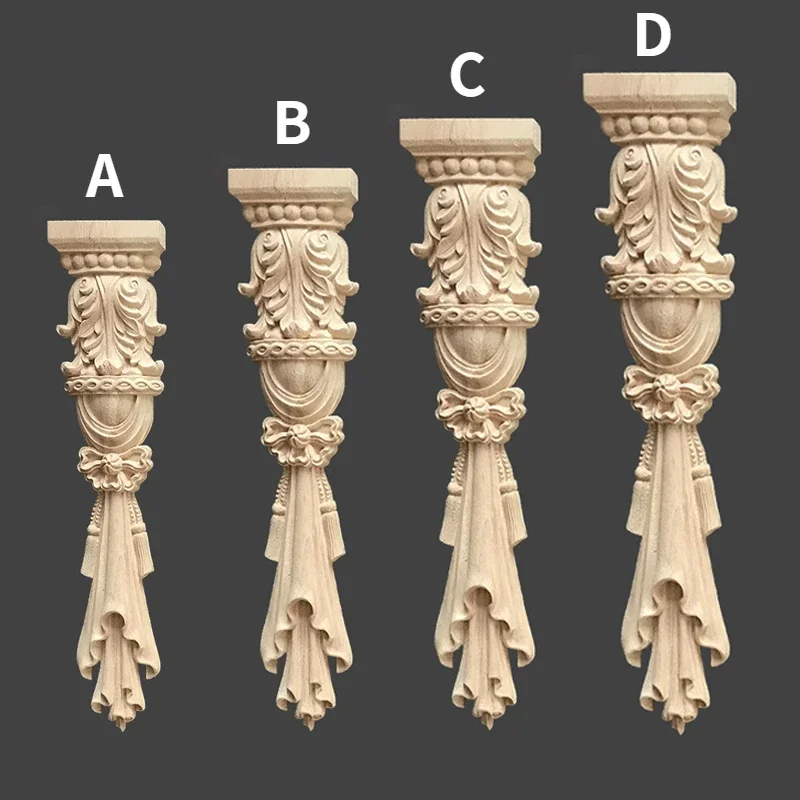 Roman Column Decoration  Accessories Carved Stigma Solid Wood Fireplace Cabinet Vertical Flower European Style Home