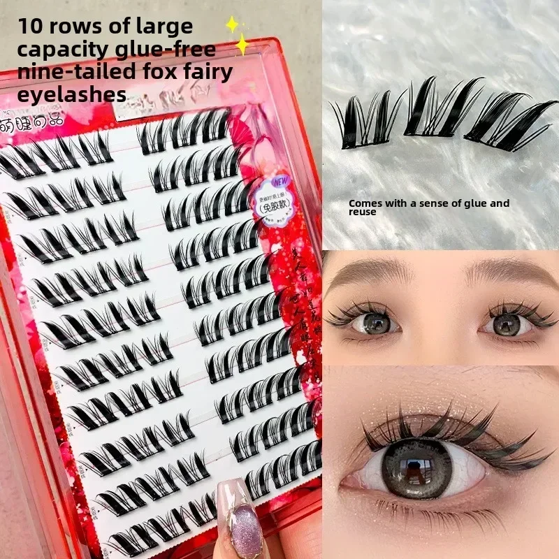 Mengjie False Eyelashes Natural Look Fake Eyelashes Large Capacity Lashes Free Self-Adhesive Single Cluster Dense False Lashes