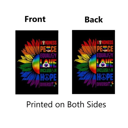 Sunflower Pride Flag Kindness Peace Equality Love Inclusion Hope Diversity Ga... FFLCCE ZZA WWL IIC