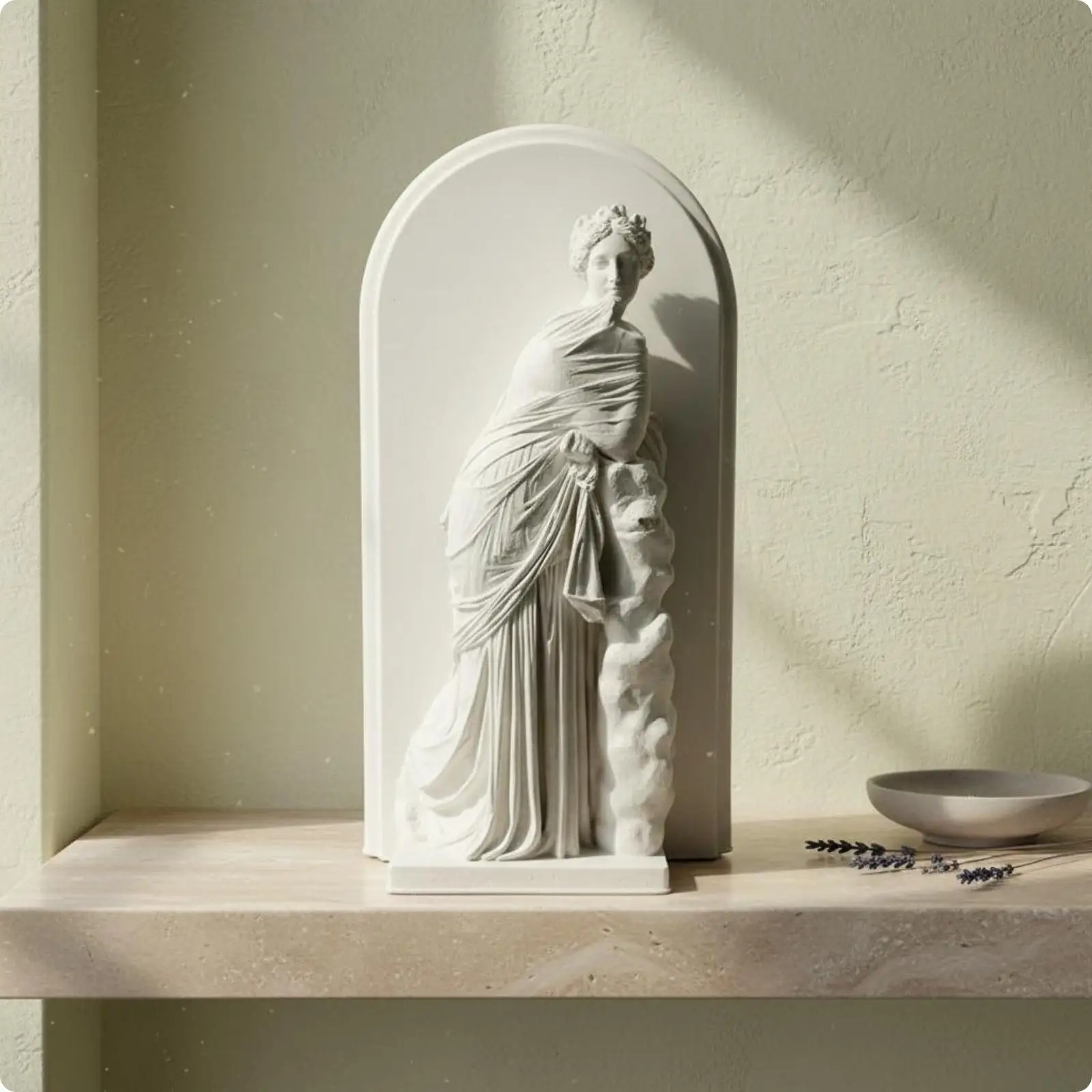 Classical Deity Sculpture Arched Panel Deity Statue Stone-Like