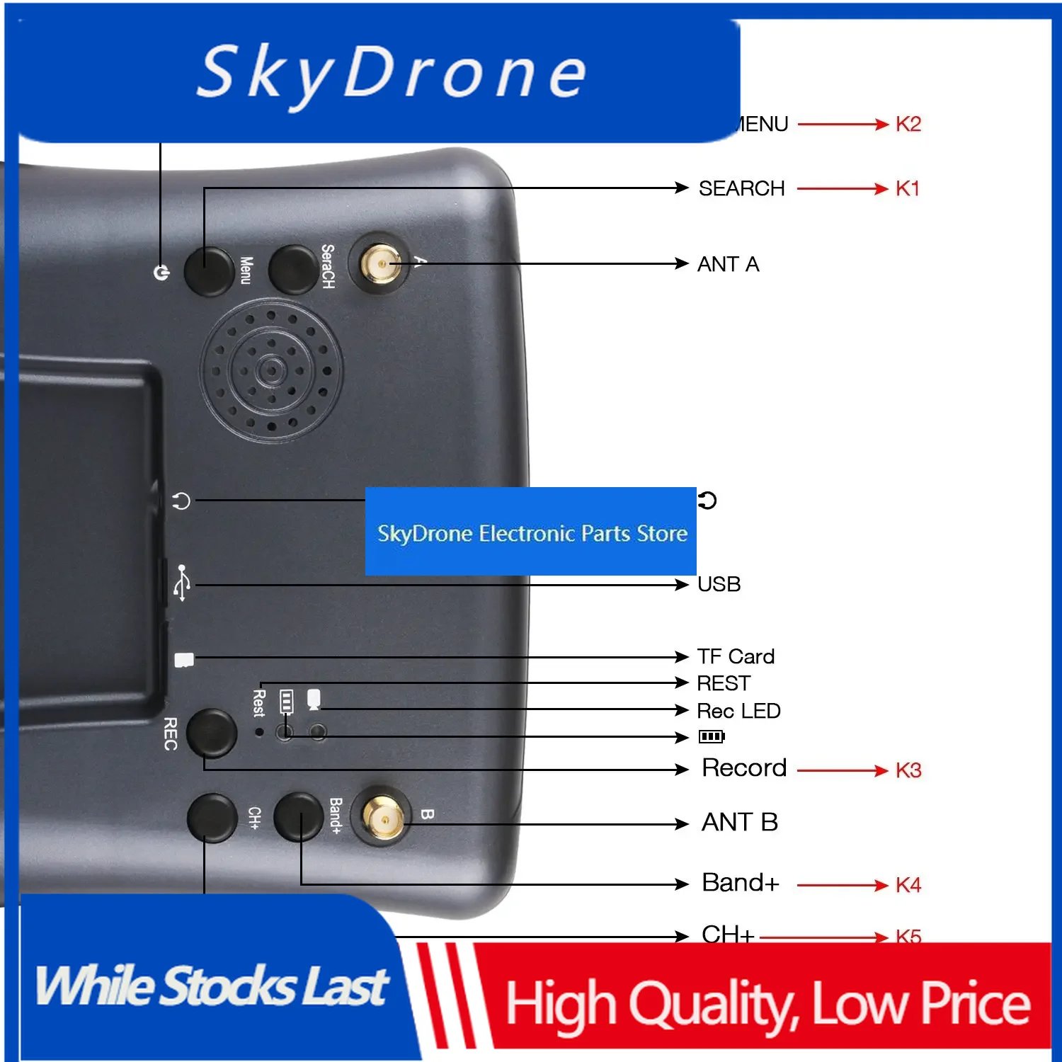 SkyDElFPV Goggles 008D 5.8G 40CH 4.3Inch Video Headset HD DVR Diversity With Camera For EV800D RC FPV Racing Drone Micro BWhoop