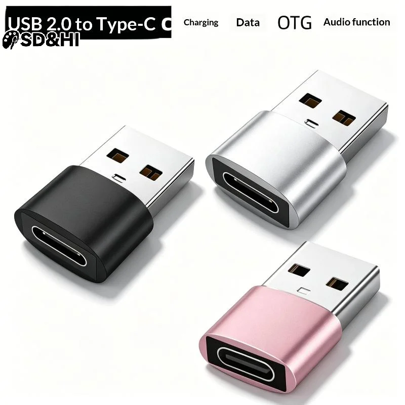 1Pcs USB A Male To Micro Type C Female Connector OTG Adapter USB To Type C Converter For Computer Laptop Data Transfer