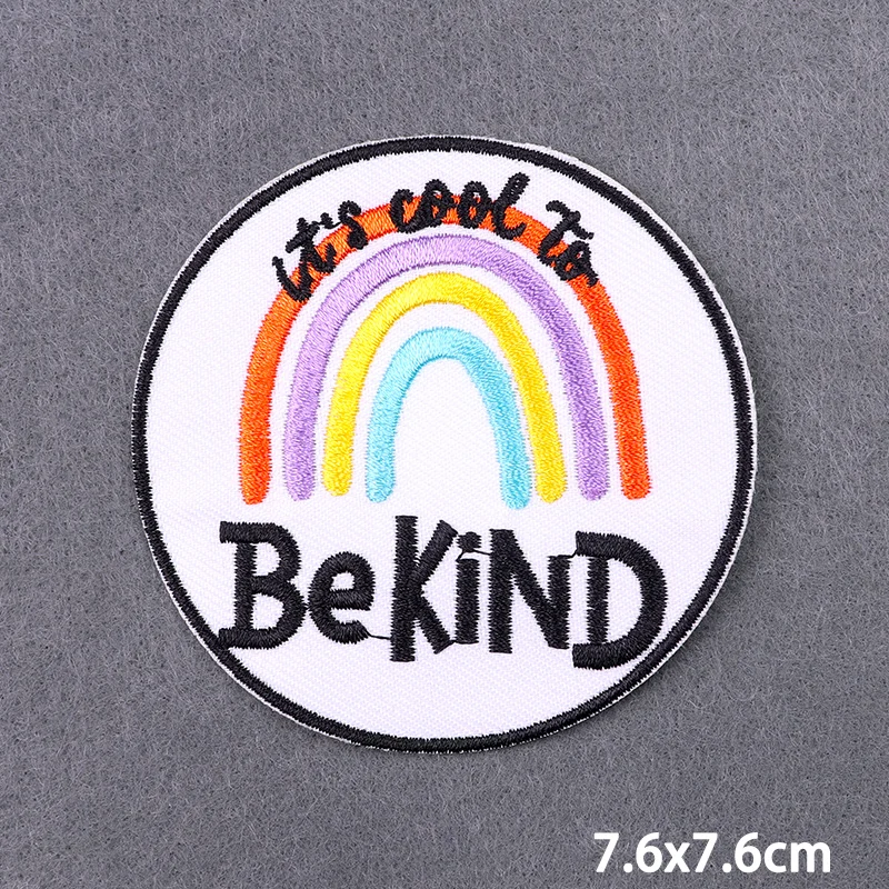 Girl\'s Power Embroidery Patch For Clothes Kindness Iron On Patches For Clothes Flowers Letters Fusible Patch Applique Decoration