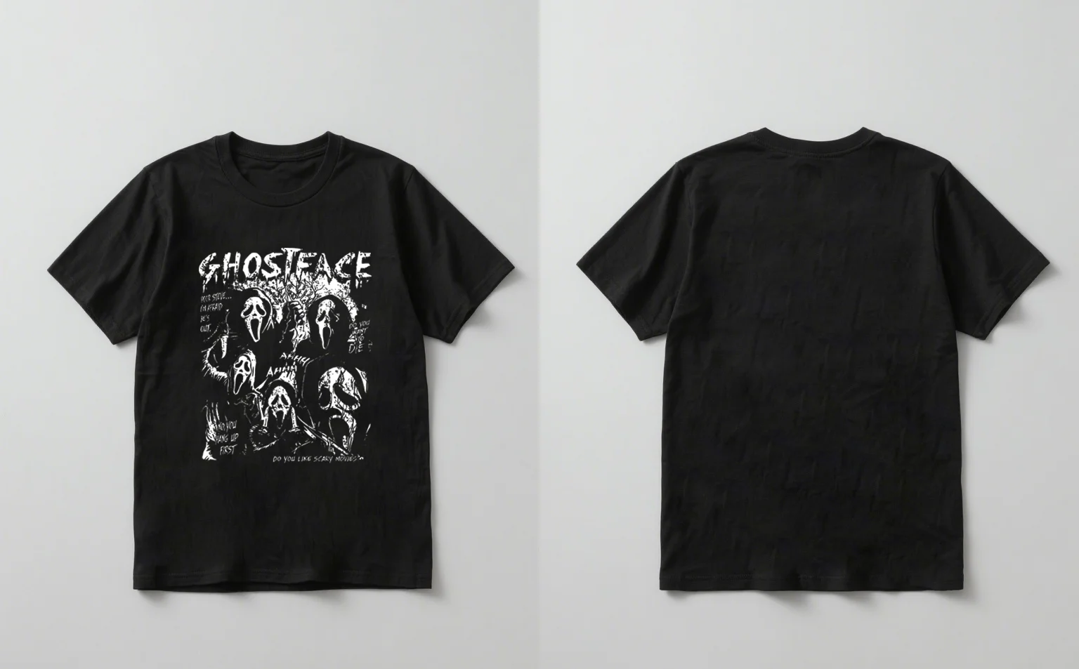 

2025 Новый модный повседневный унисекс с короткими рукавами и принтом Ghostface