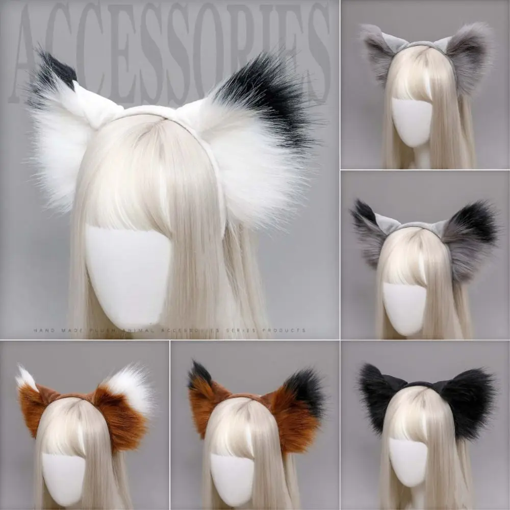 Faixa de cabelo fofa de pelúcia raposa orelhas de gato artificial bandana orelhas de animais headwear lolita imitação cosplay acessórios para cabelo dia das bruxas