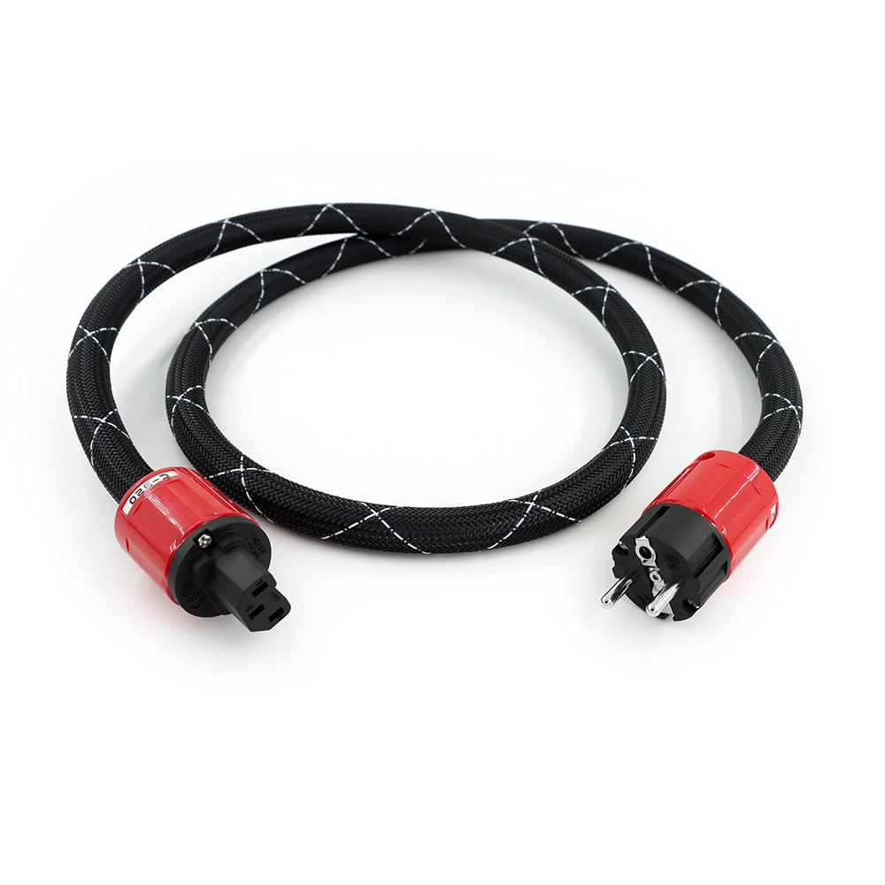 

Premium Silver-Black OFC Braided 16mm Schuko EU/US Hi-Fi AC Mains Cord 15A Audiophile​