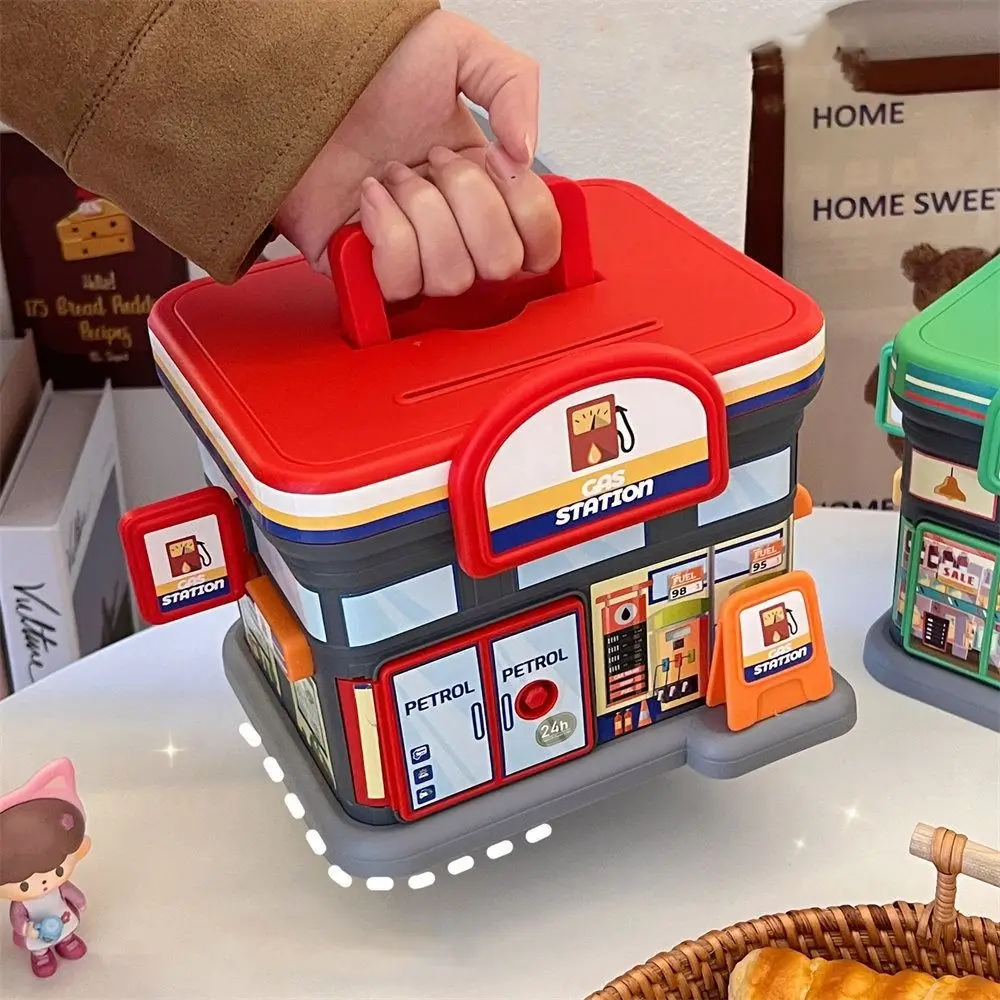 Creative Store Shaped Money Box Plastic Portable Piggy Bank Key Lock Security Safe Savings Jar Kids Adults