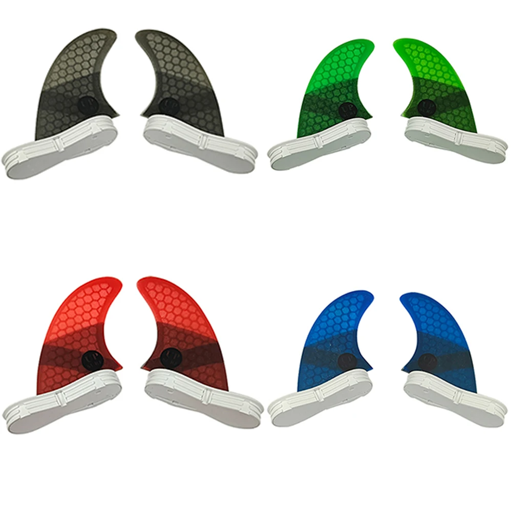 2 Pieces GL Surfboard Fin UPSURF FCS 2 Red/Gray/Green/Blue Twin Fins Fiberglass Honeycomb Double Tabs2 Rear Fin Surf Accessories