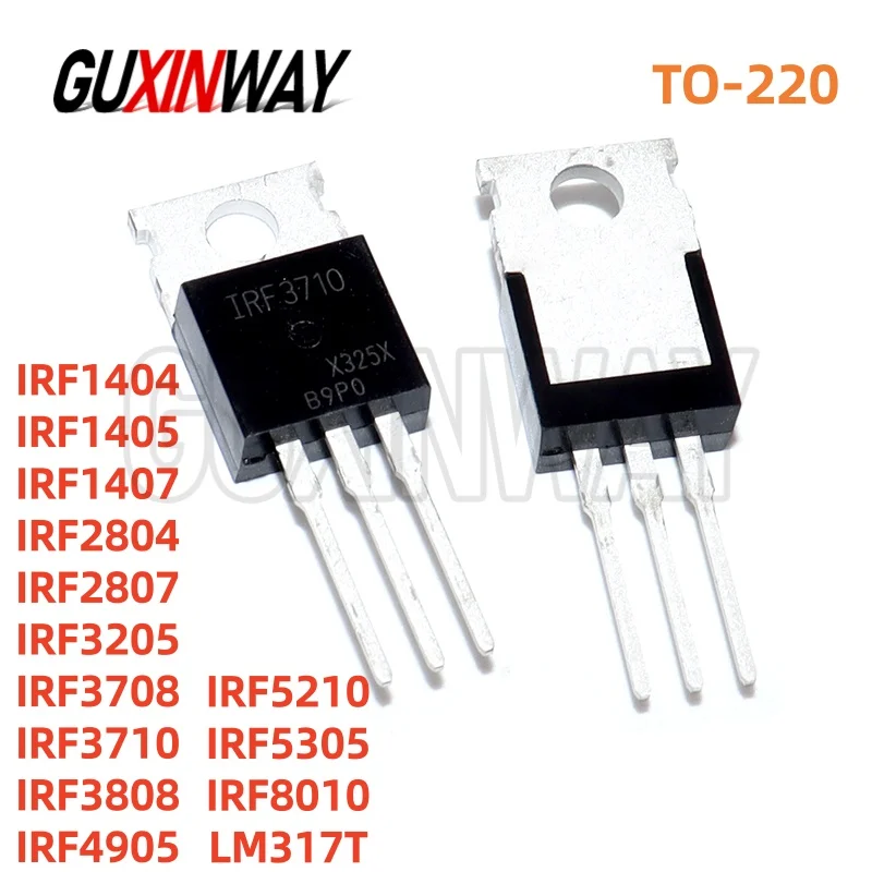 10PCS Novo IRF3205 IRF3710 IRF3808 IRF4905 IRF5210 IRF5305 IRF8010 IRF3708 IRF1404 IRF1405 IRF1407 IRF2804 IRF2807 LM317T