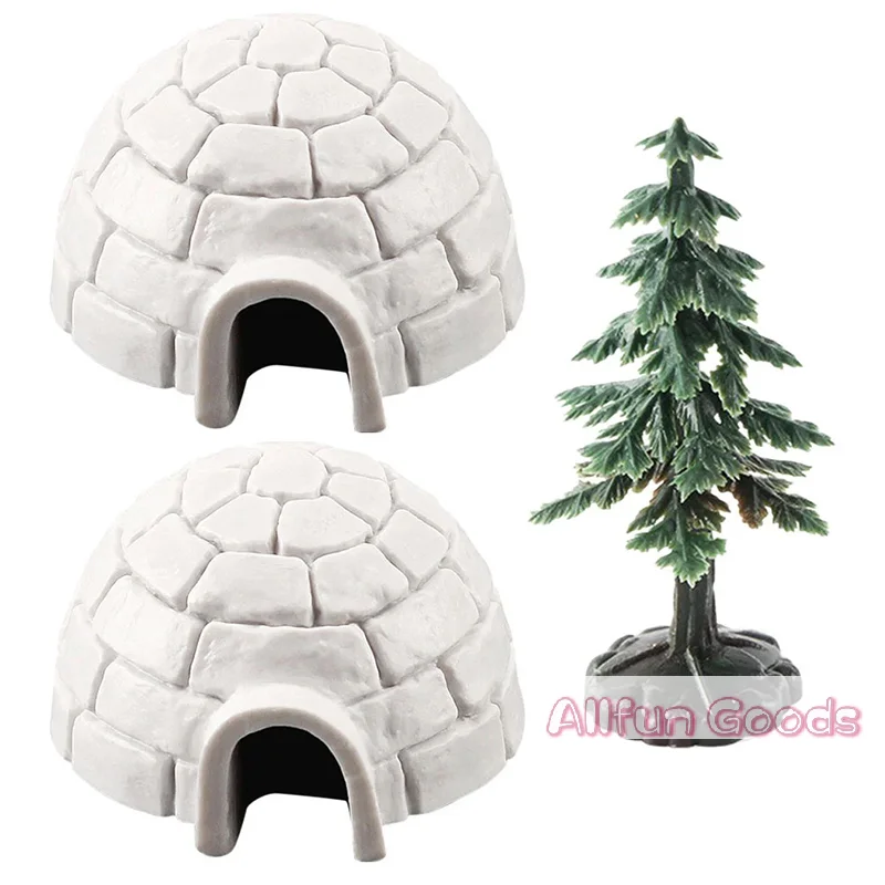 Polar Igloo Christmas Tree Figurines Set Miniature Arctic Figures Toy Playset Mini Polar Animal Shelter Ornament Decorative