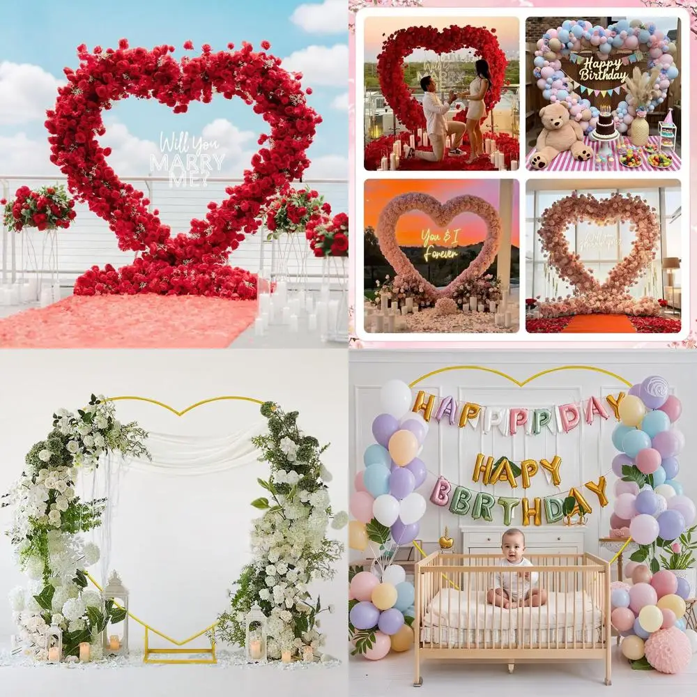 

Подставка для арки с золотым сердцем для романтических предложений, свадеб, Дня святого Валентина, детского душа, дней рождения