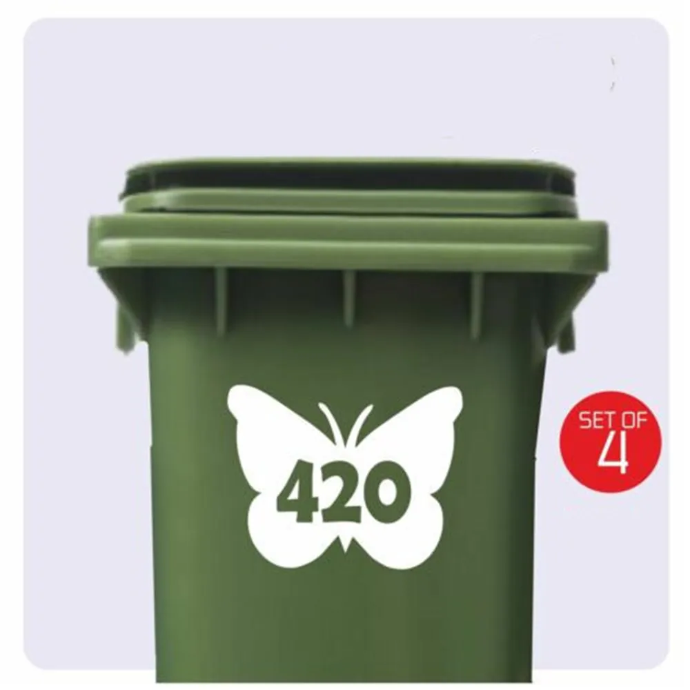 Customized 4 X Wheelie Bin Numbers DUST BIN Customized Number/ HOUSE NUMBER Butterfly Pattern STICKER