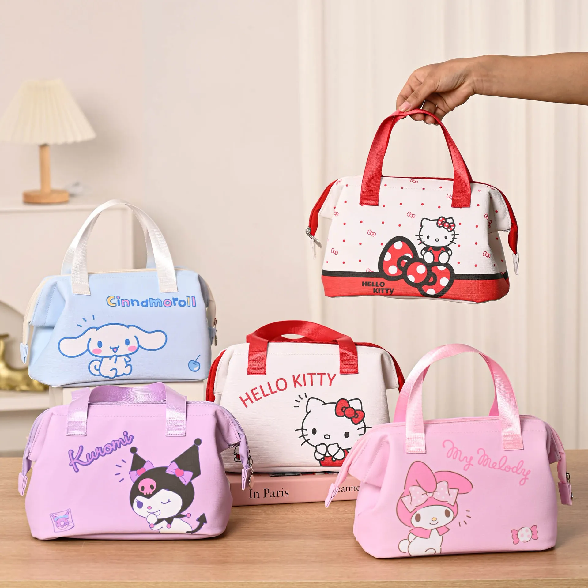

Дорожная сумка Hello Kitty, милая мультяшная термосумка, сумка для ланча, сумка для ланча Cinnamoroll, сумка для ланча с принтом My Melody, Kawaii