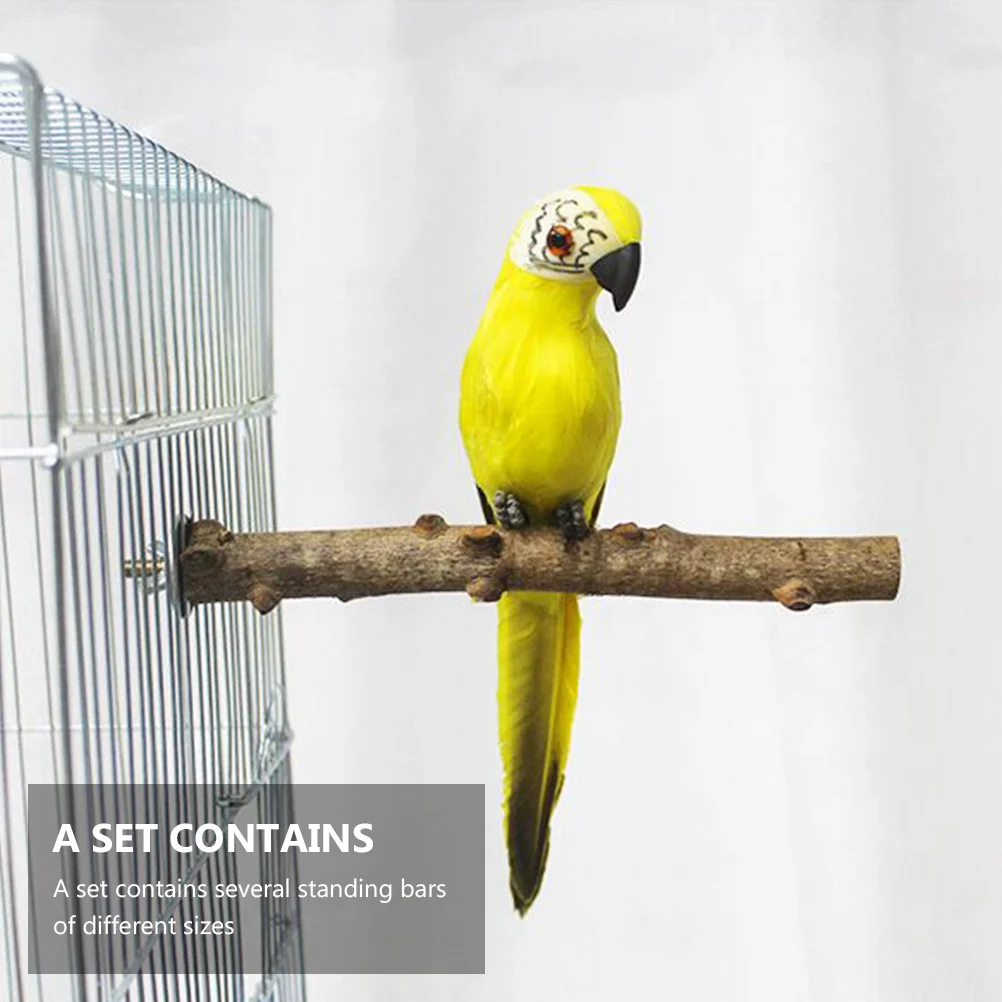

3Pcs Wooden Parrot Stand Rod Stable Safe Bird Climbing Perch Playground Pole Foot Exercise Parrot Perch Birds Stand