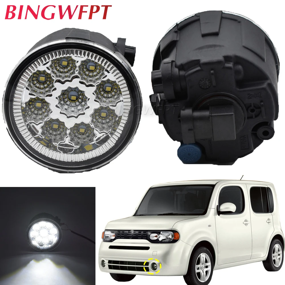 Conjunto de luz LED antiniebla para coche, Faro de parachoques delantero, luz de circulación diurna, para Nissan Tiida Versa Juke Patrol 3 Y62 Cube 2010-2014