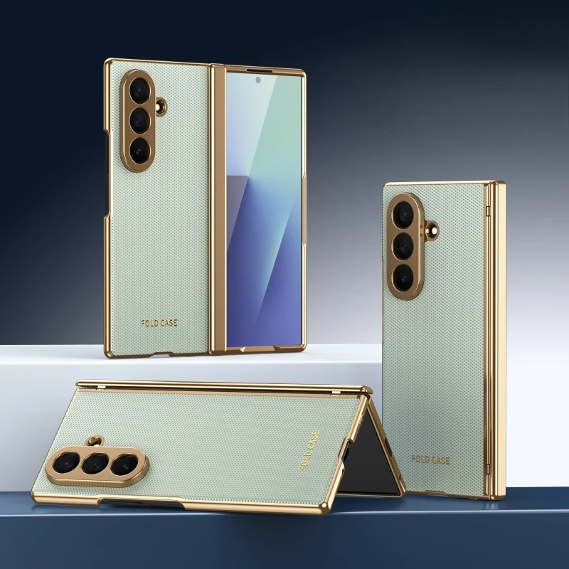 Schutzhülle aus Leder mit Scharnier-Vollschutz für Samsung Galaxy Z Fold 8 Ultra 7 6 5 4 3 5G Handyhüllen mit Displayschutzfolie für den Frontbildschirm