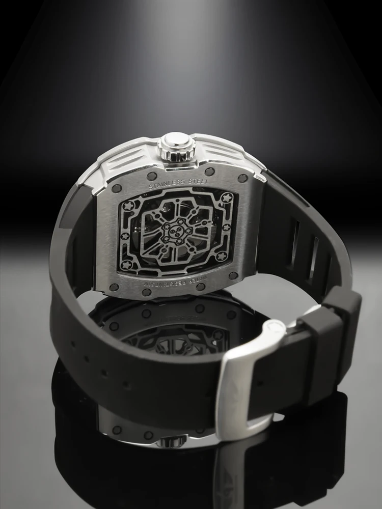 PINDU nuovo orologio da uomo cassa in acciaio inossidabile impermeabile da 50 metri quadrante luminoso con specchio in zaffiro orologio meccanico da uomo alla moda