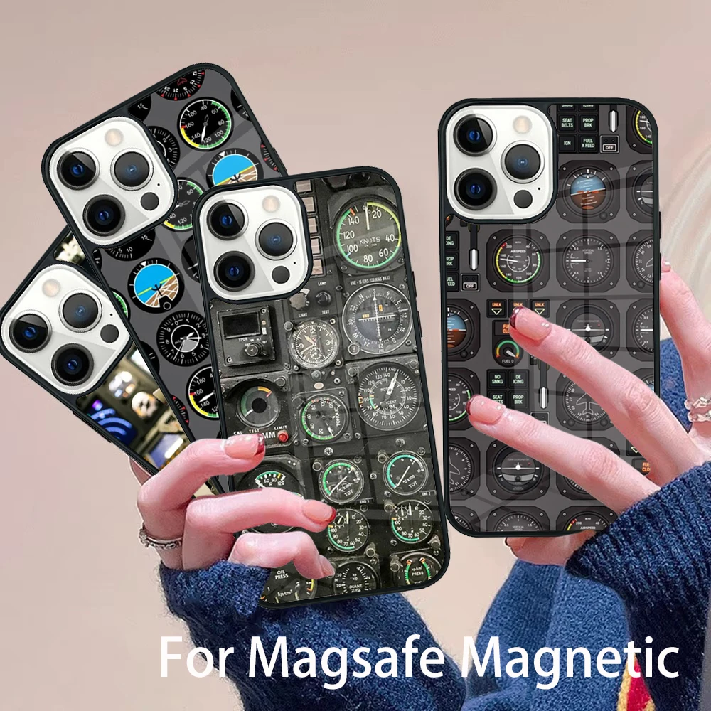 

Airplane Pilot Phone Case Magesafe Magnetic Wireless Charge Cover For IPhone 16 11 12 13 14 15 Pro Max Plus Mini