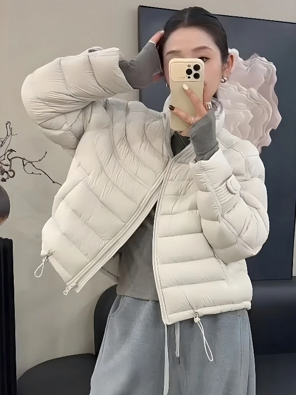 

Warm Lightweight Short Women's down Jacket Winter 2026 New Small Size Beautiful Winter Clothes Outerwear Bony Rib Design