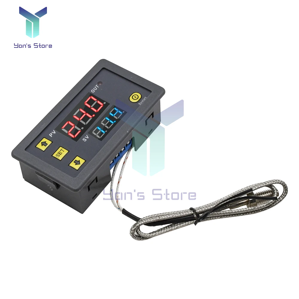 W3230 DC 12V Probe Line Digital Temperature Control LED Thermostat Regulator Heat/Cooling Control Thermoregulator -60°C~ 500°C