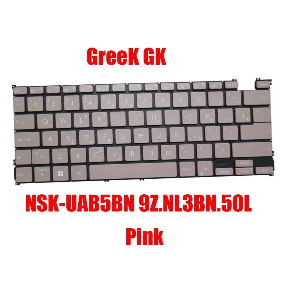 

Laptop Keyboard For ASUS Zenbook S 13 OLED NSK-UAB5BN 9Z.NL3BN.50L With Backlit Without Frame Pink GreeK GK