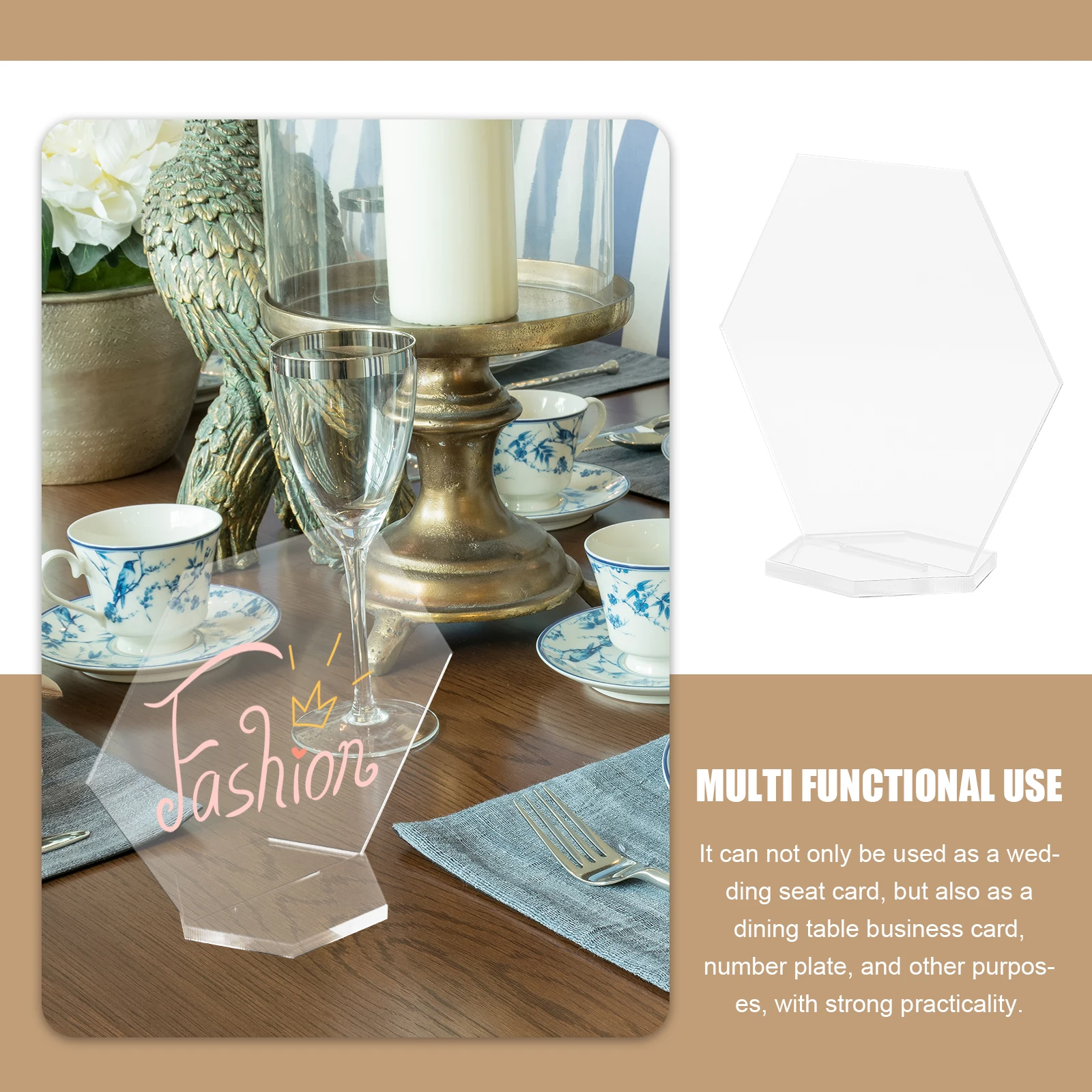 

10 set Acrylic Hexagon Wedding Seat Cards Table Number Signs Blank Place Cards Party Decorations banquet tabletop accessories