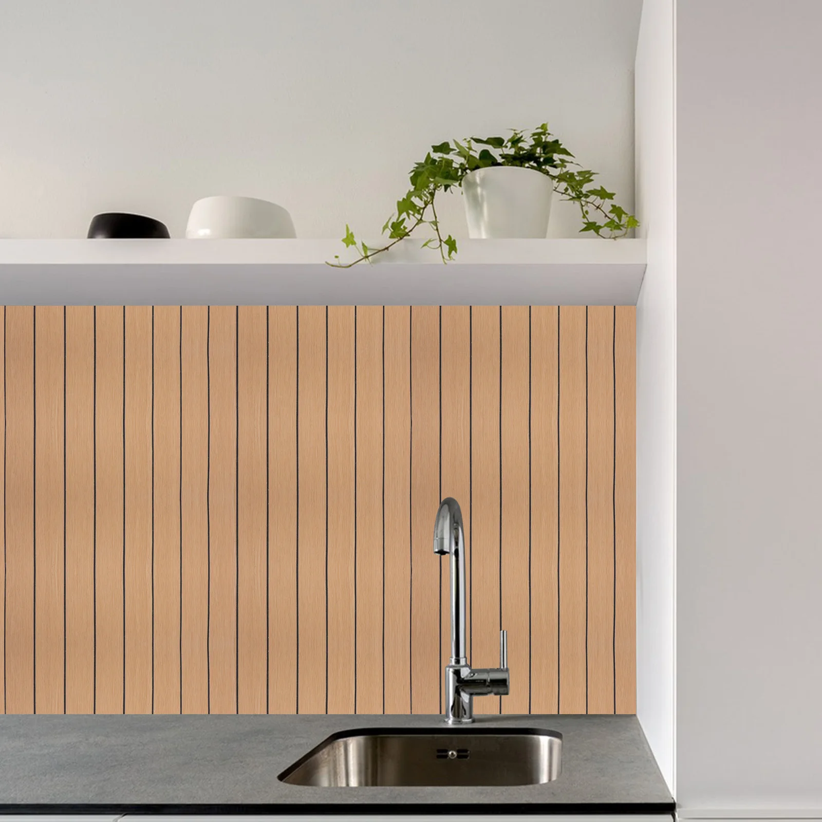 

3D Slats Wall Sticker Brown 40Cm X 300Cm Waterproof Peel Stick Panel For Kitchen Bathroom Bedroom Gaming Room Decor Self