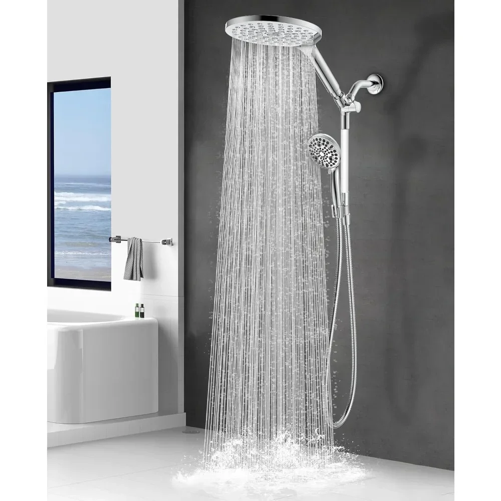 21-mode Dual Handheld Shower Head Combo, Upgraded 2-in-1 Rain Shower Heads System 8 Inch Rainfall Shower Head and 10 Modes High