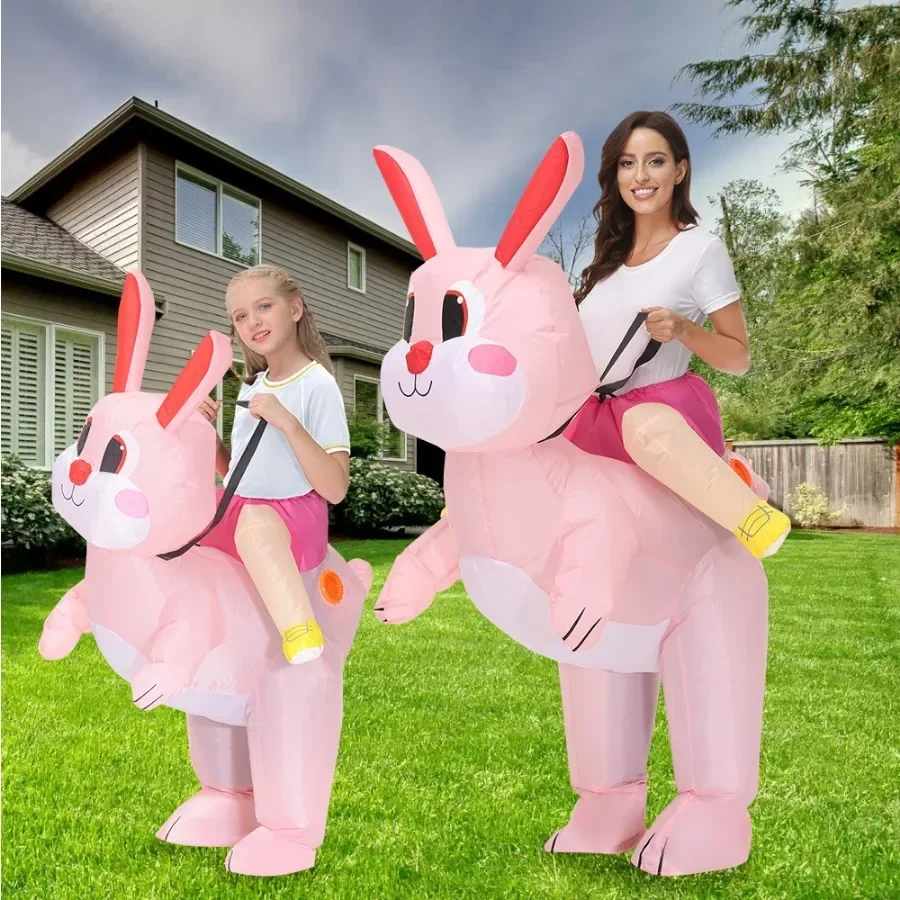 

Inflatable Easter Bunny Costume Blow up Rabbit Mascot Unisex Full Body Bunny Costume Jumpsuit Cosplay Party for Adult Kids