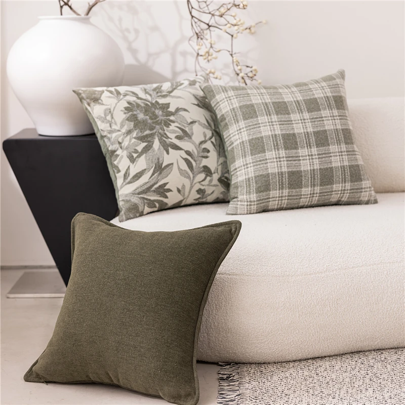 45X45CM Green Grid Throw Pillow Cover Minimalist Premium Stamping Waist Cushion Cover Decor Home Decorative Pillowcase