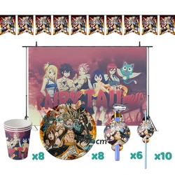 Fairy Tail Natsu Dragneel Birthday Party Decorations Anime Theme Supplys Banner Cups Plates for Kids
