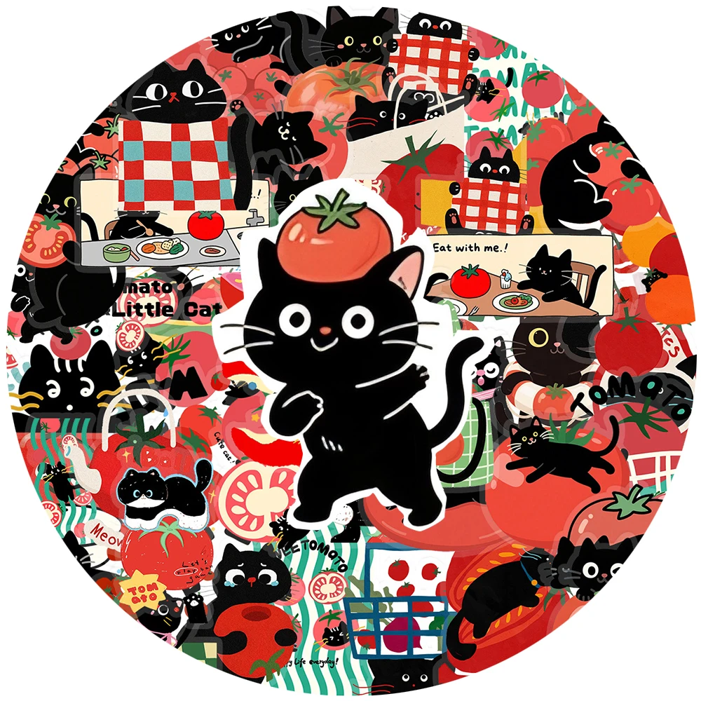 

10/30/50pcs Funny Cute Tomato Cat Graffiti Stickers Cartoon Creative Sticker Scrapbook Luggage Phone Laptop Decals for Kids Toy