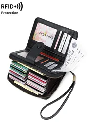 MIYIN Retro Large Capacity RFID Shielded Women's Short Wallet Multi Card Slot Organ Credit Card Bag Multi Functional Zero Wallet