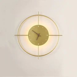 Golden Clock Wall Lamp Led 11W Living Room Bedroom Home Wall Decor Light Black Hotel Bar Aisle Background Sconce