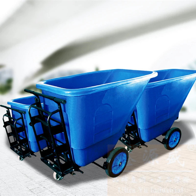 Outdoor Car 350L Hand Push Tilting Dumpster Street Wheeled Garbage Truck High-capacity Thickened and Durable