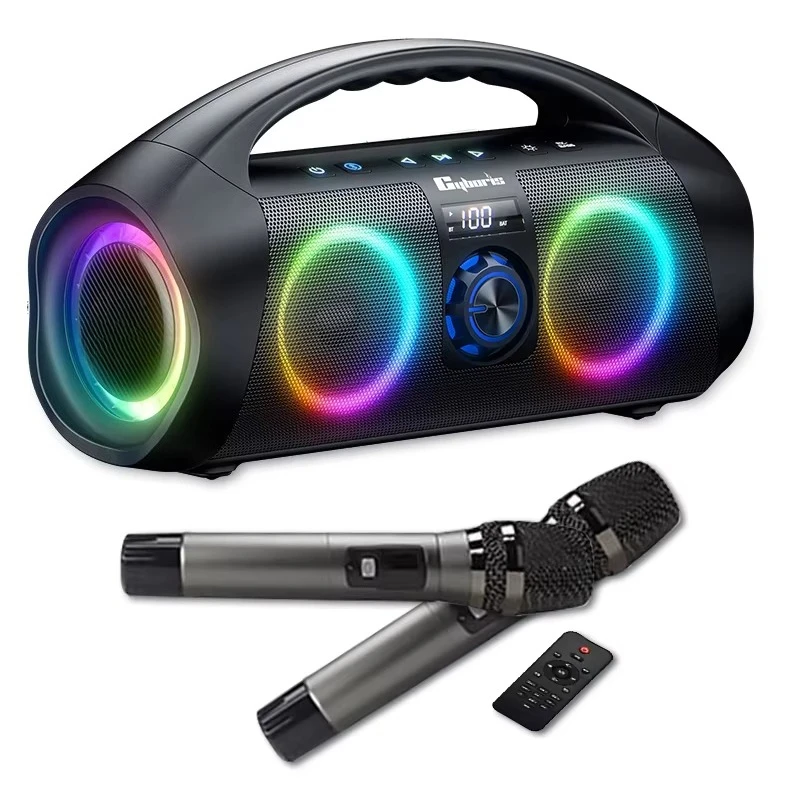 

F29 120W Portable Karaoke System, 2 Wireless Microphones, Deep Bass Speaker, IPX7 Waterproof, Wireless Connectivity