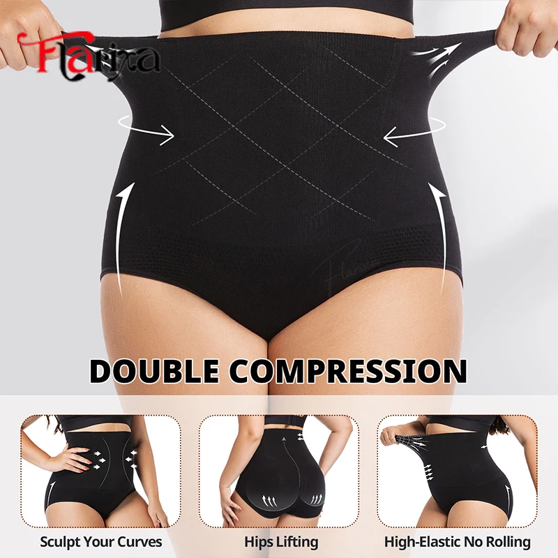 กางเกงในกระชับสัดส่วนไร้รอยต่อ Flarixa Plus Size ช่วยเก็บหน้าท้อง เอวสูง กระชับสัดส่วน ยกกระชับสะโพก สีดำ