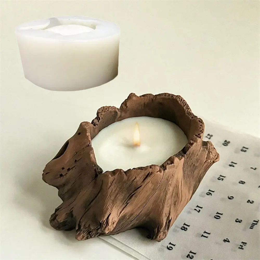 

Stump Candle Cup Silicone Mold DIY Cement Log Candle Holders Mould /Succulent Planters Casting Molds Natural Rustic Style