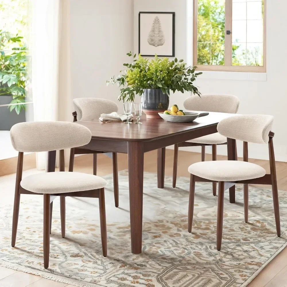 Ensemble de 6 chaises de salle à manger en bois avec repose-pieds, tissu moderne, chaise de cuisine de ferme