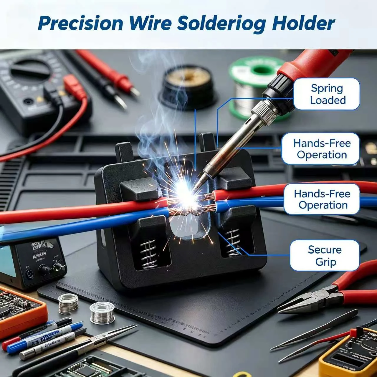 Wire Welding Fixture Double Spring Cable Bracket Portable Welding Fixture Adjustable Positioning Tool