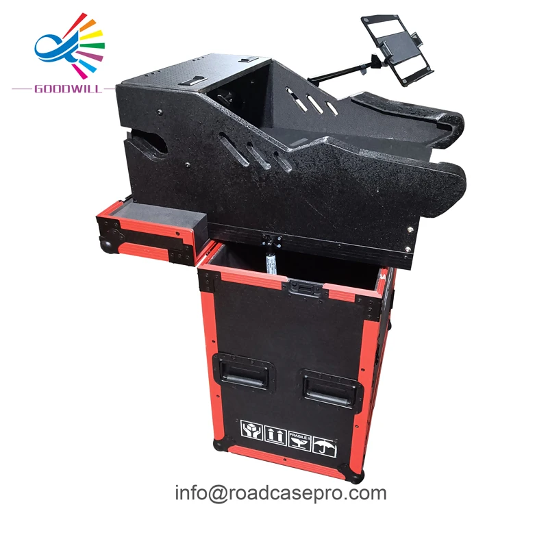 Customized Hydraulic Flight Flip Case With Laptop Holder 2U Drasers For SQ5 Digital Mixer Case With Orange Aluminum Parts