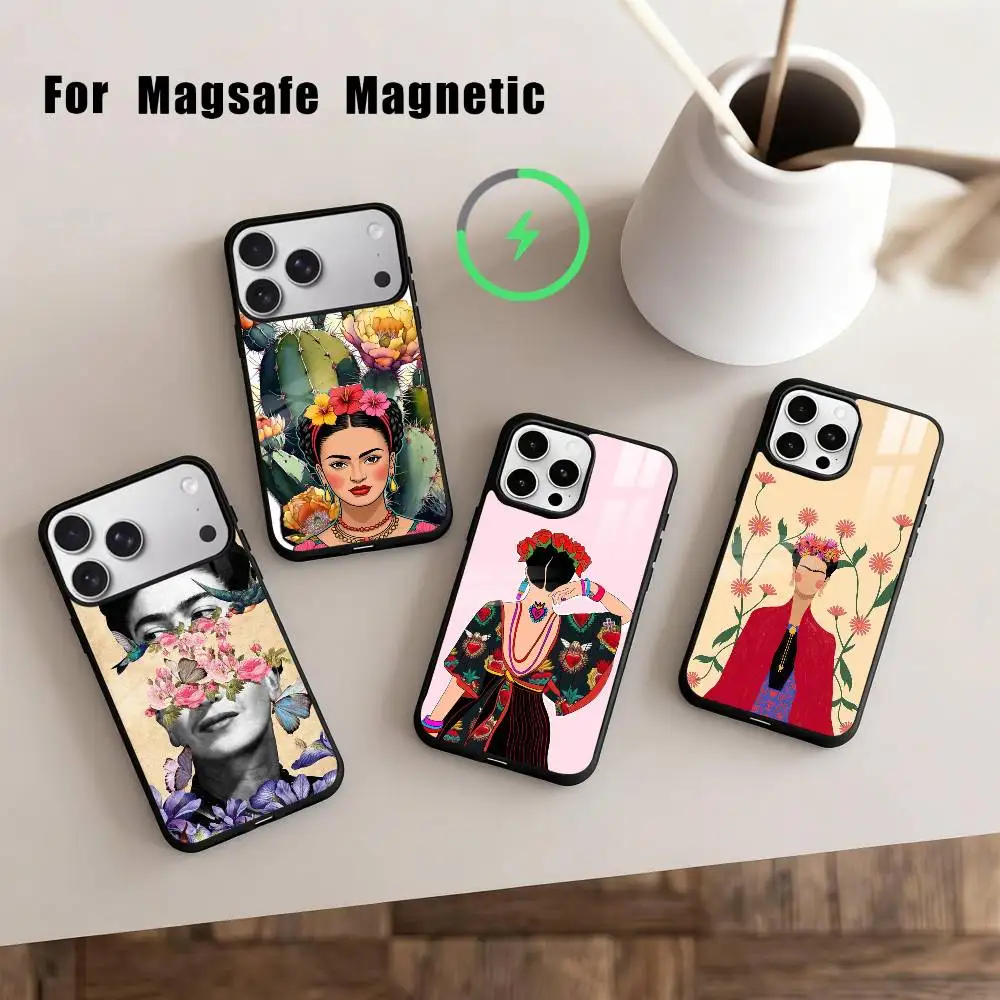 

F-Frida-A K-Kahlo-g A-Art Phone Case For iPhone 17,16,15,14,13,12,Plus,Pro,Max for Magsafe Magnetic Wireless Charging