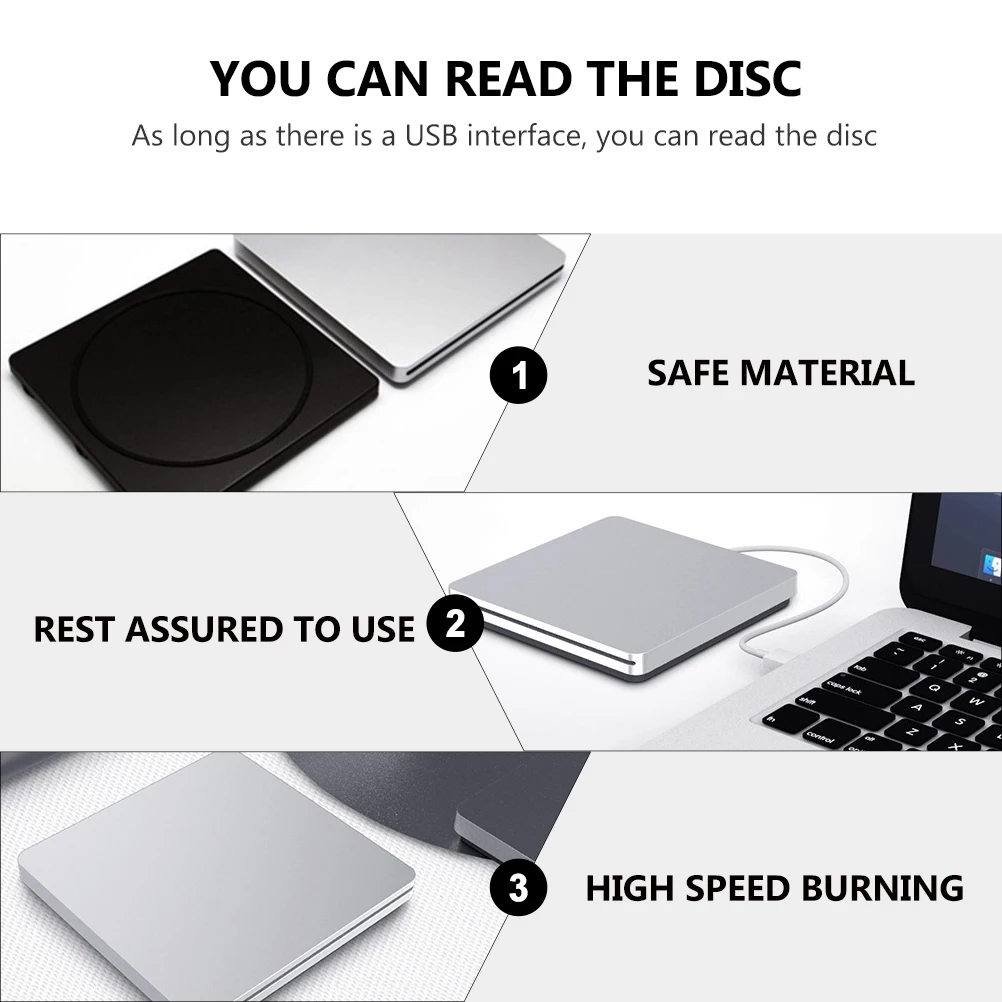 

DVD Burner External Writer Drive Portable USB 3.0 Laptop Computer Player DVD ROM Rewriter Practical Home Use Data Backup File