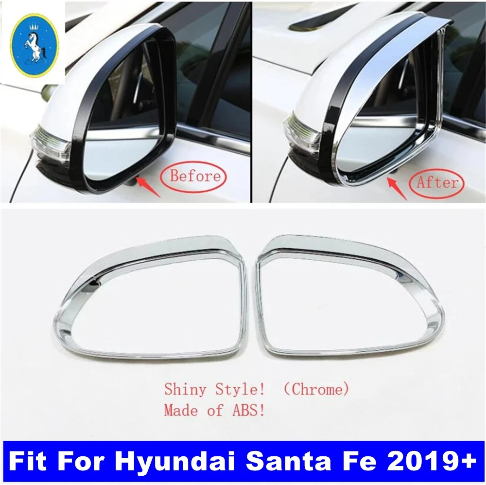 

For Hyundai Santa Fe 2019 - 2023 Auto Side Door Rearview Mirror Rain Eyebrow Shield Shade Frame Cover Trim Interior Accessories