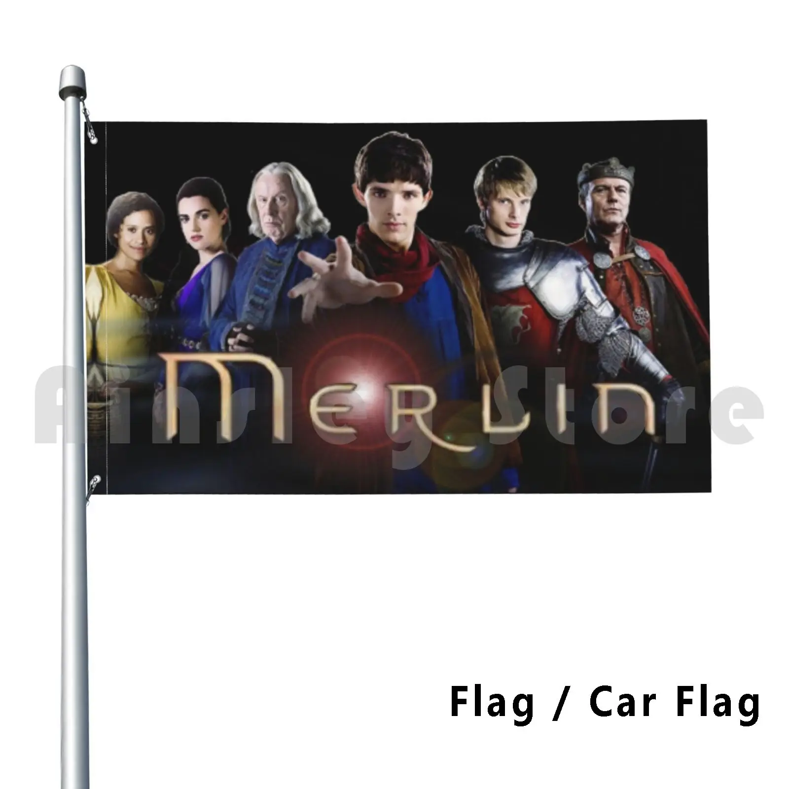 Merlin Flag Car Flag Funny John John Hurt Bradley James Colin Morgan Merlin Magic Arthur History Tv